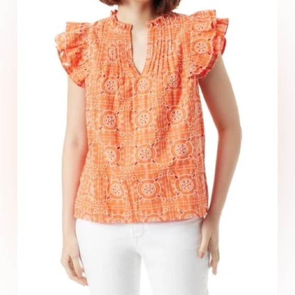 Women's Sam Edelman‎ white Rey Cotton Ruffle-Sleeve Blouse size small - Picture 11 of 11